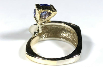 Tanzanite & Diamond "Devil's Tail" Ring in 14K White & Yellow Gold