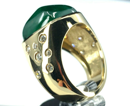 GIA 13.18 ct. Sugarloaf Emerald & Diamond Ring in 18K Gold