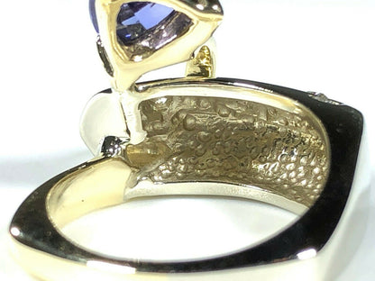 Tanzanite & Diamond "Devil's Tail" Ring in 14K White & Yellow Gold