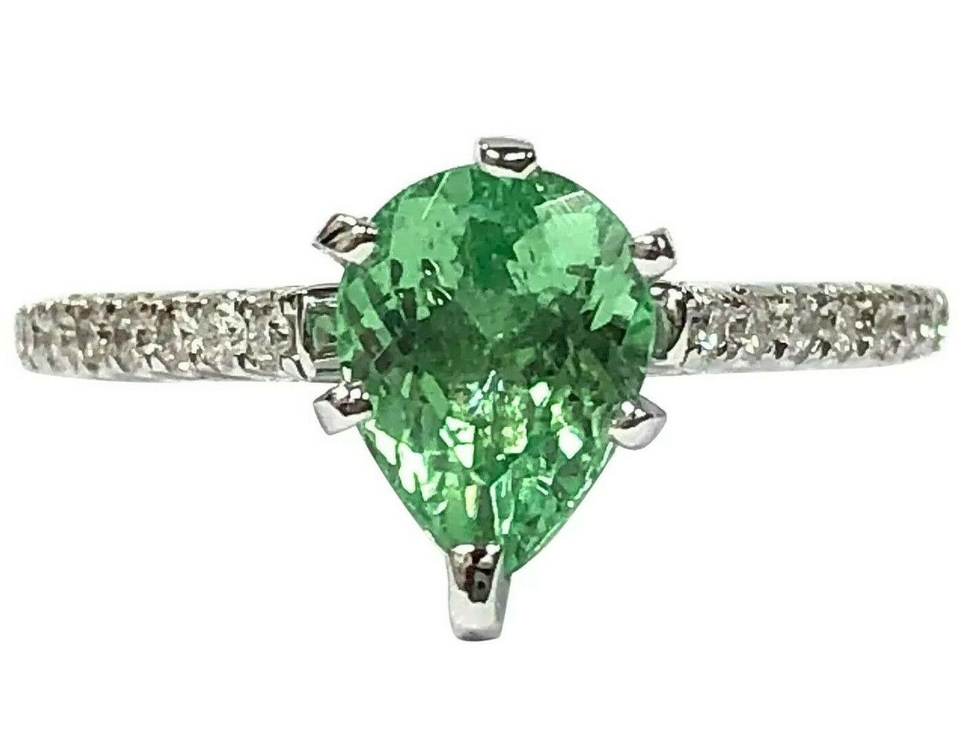 IGI 1.24 ct. Neon Green Paraiba Tourmaline & Diamond Ring in 14K White Gold