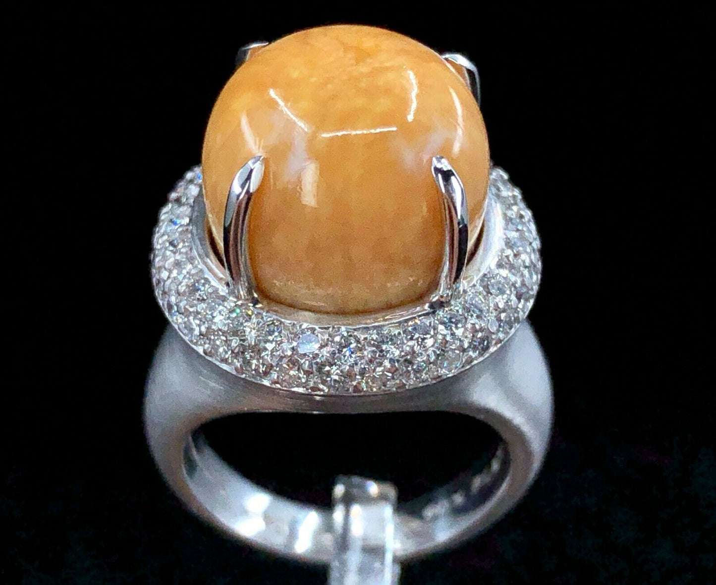 GIA 19.24 ct. Natural Melo Melo Pearl & Diamond Ring in Platinum