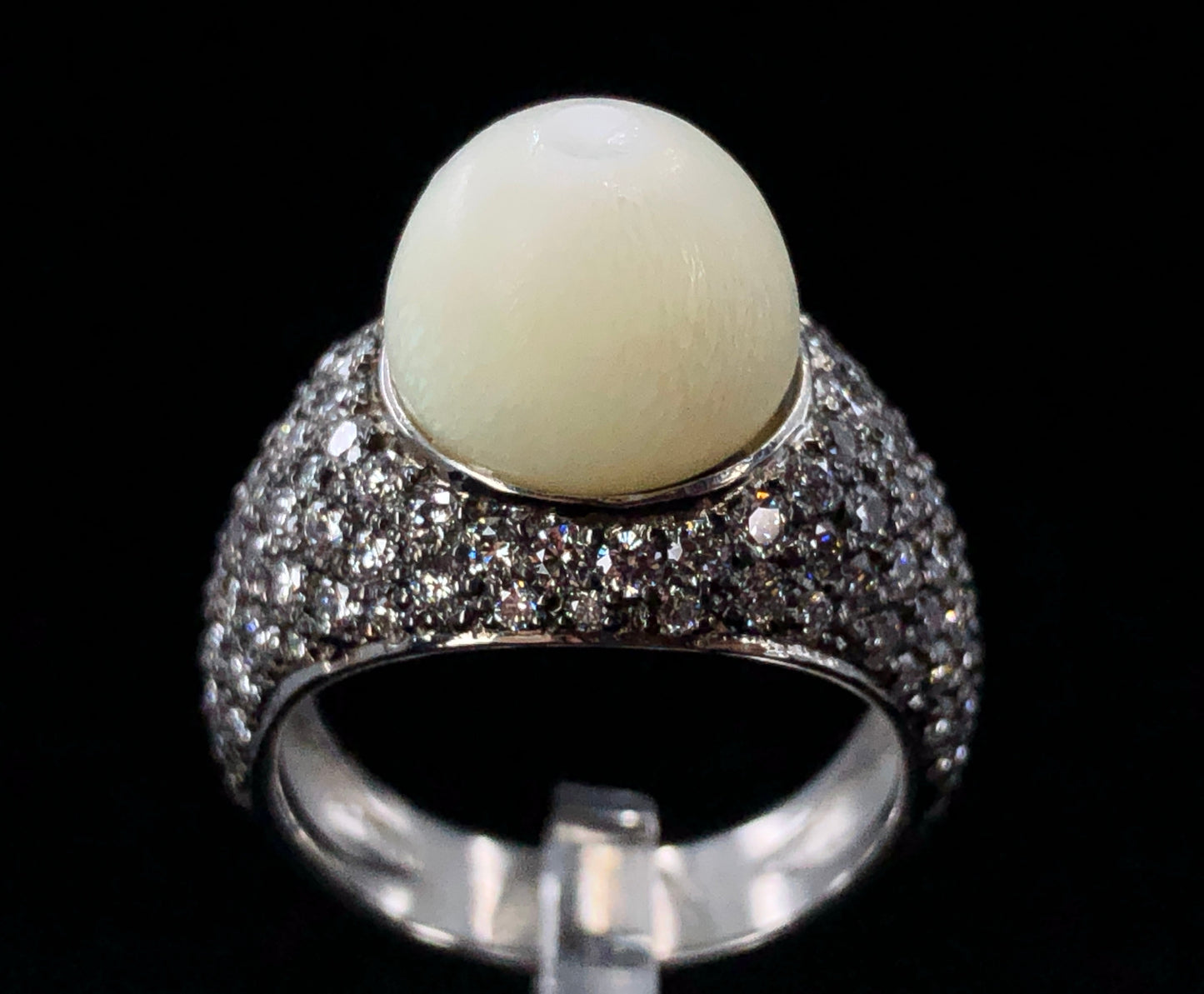 GIA 8.64 ct. Natural "Eyeball" Tridacna Pearl & Diamond Ring in Platinum